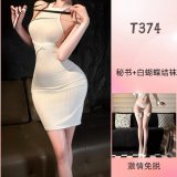 T374 White + White Bow Socks