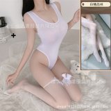 White [T62 bodysuit + white stockings]