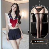 Uniform + Black Fishnet Stockings
