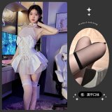 White stockings with black trim