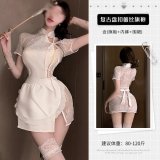 White cheongsam + apron + underwear + butterfly socks