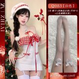 White Christmas outfit + white butterfly stockings