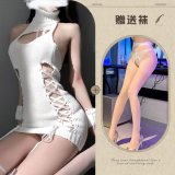 White + white open-crotch socks