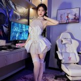White patent leather suit