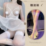 White stockings + white pantyhose (without nipple covers)