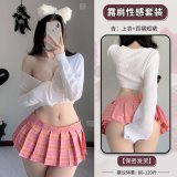 White sweater + pink skirt