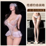 White + white fishnet stockings