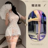 White + white fishnet stockings