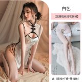 White open-crotch stockings