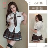 Heart and liver pattern (tie + shirt + name tag + skirt)