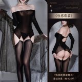 Y013 Black Suit [Black Horseskin Sheen Bodysuit]