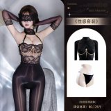Y051 Black Bodysuit + [N74 Panties + 8113 Underwire Bra Chain]