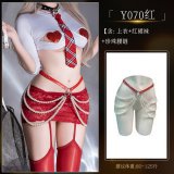 Y070 White and Red Set [+4039 Pearl Waist Chain]