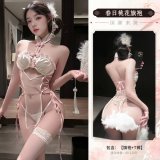 6921183366643 Pink [Cheongsam + T-shirt] + 7004 White Matching Stockings