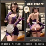 6942508605476◆No Washing Required◆ Purple + White【Onesie Mesh Suit + Apron + Gloves * 2】