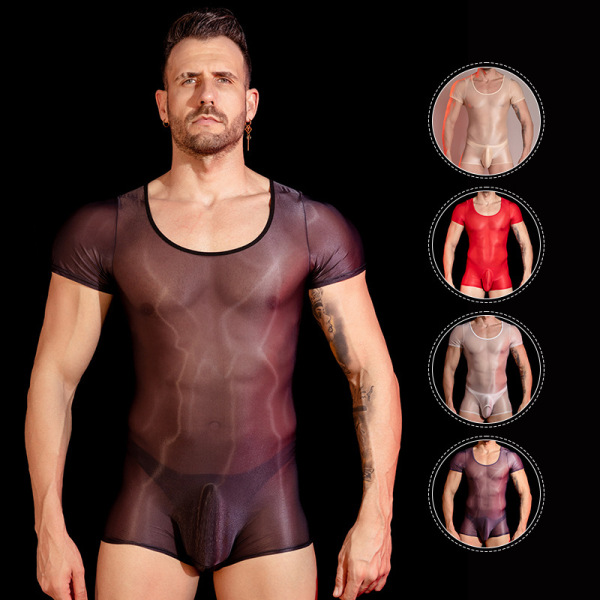 Man wearing 2024 mens cooling seamless shapewear bodysuit – lightweight, breathable, skin-friendly compression underwear in d...