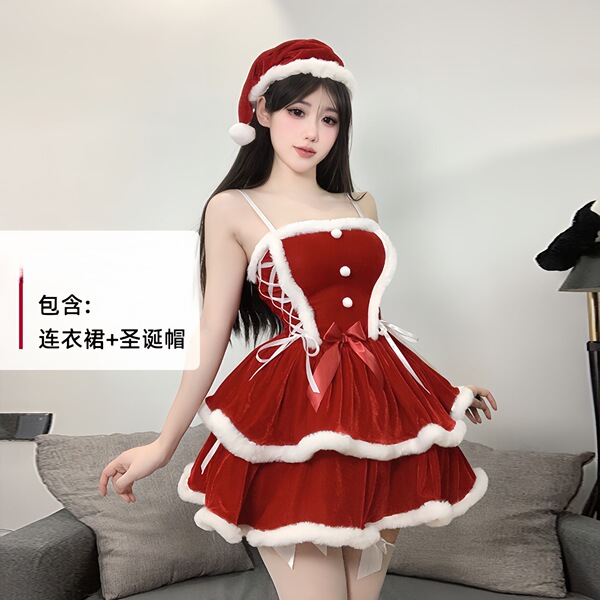 Plus Size New Year Eve Costume Set - Sexy Christmas Lingerie & Bunny Outfit for Women - 0319 Wine Red