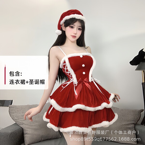 Plus Size Christmas Outfit Set - Sexy Holiday Lingerie & Bunny Costume for New Year's Eve - 0319 Wine Red