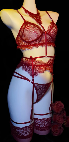 Pure & Playful Lingerie for Small Busts – Seductive, No-Remove Intimate Outfit for Women - 1012 Red