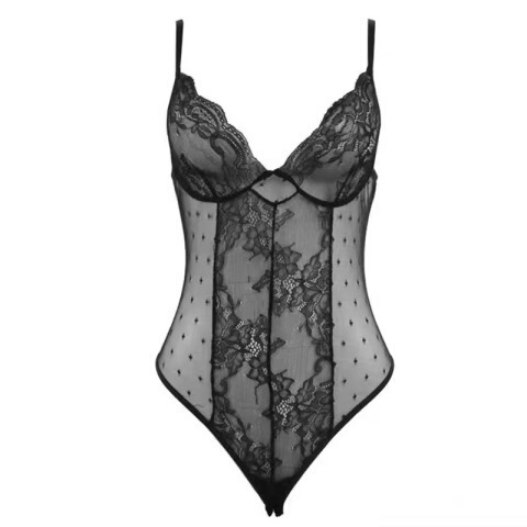 Lace Maid Costume Set - Sexy Adult Role Play Outfit with Matching Lingerie & Accessories for Couples - Black +- Socks (5001 Black)