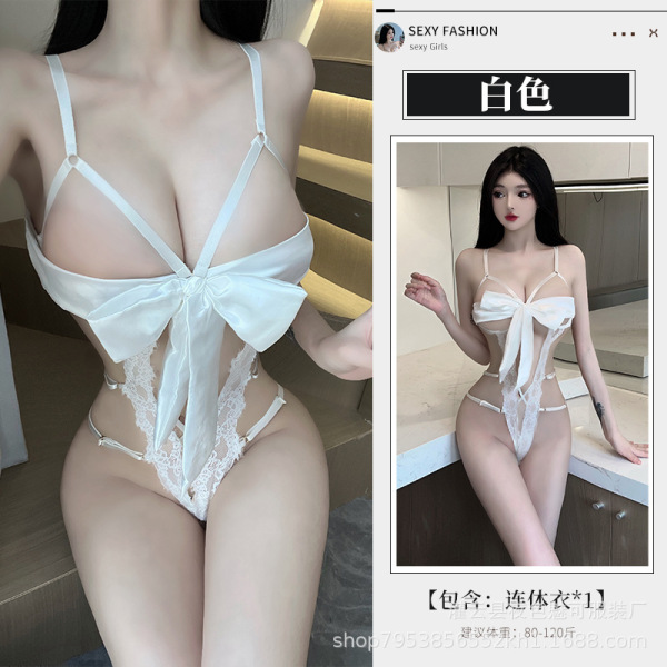 Luxury Lace Sexy Lingerie Set - Seductive Three-Piece Bra & Matching Sleepwear, No-Remove Design - White