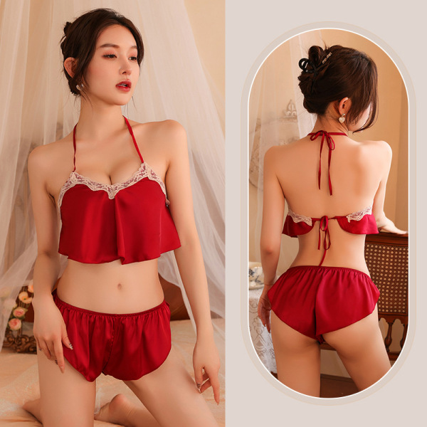 Sexy Lingerie Set for Women – Seductive Sleepwear & Matching Underwear Collection, Cute Yet Alluring Pure-Delight Outfit - red