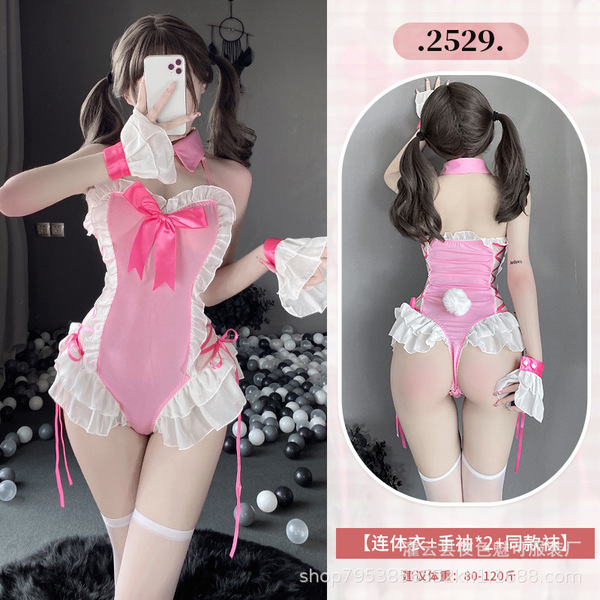 New Sexy Maid Costume Set - Pure & Tempting Lingerie Outfit for Women, Student Style Uniform Ensemble - 2529+3042 white