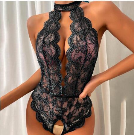 Amazon New Lace Trim Sheer Lingerie Wholesale – Sexy Intimate Sleepwear Factory Direct - black
