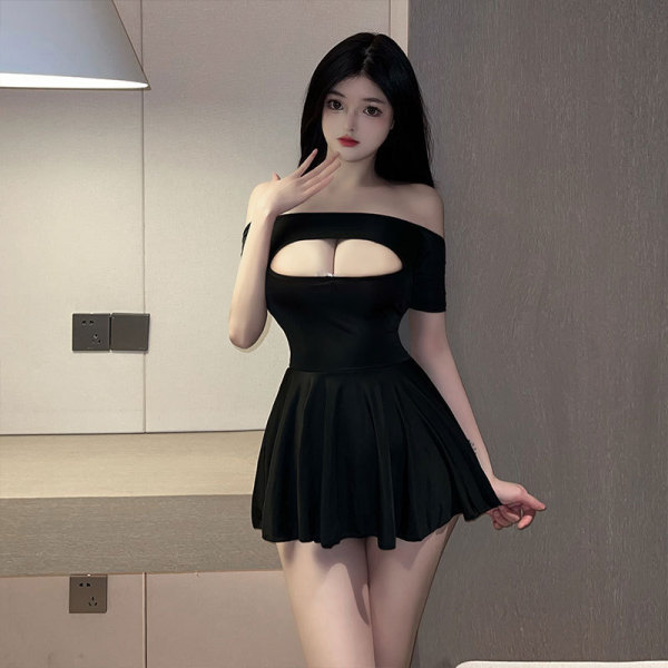 Ai Ruru Lingerie Strap Dress - Sexy Sheer Temptation Outfit for Women, Pure Desire Thin Mesh Chemise - black
