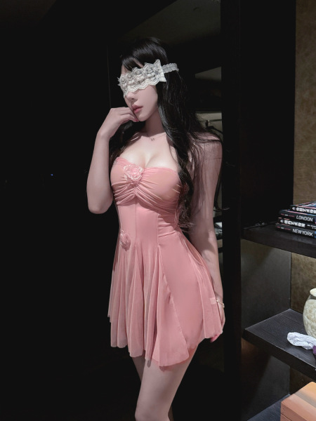 Seductive Sheer Lace Sleep Dress with Underwire Support - Sexy Wife-Inspired Nightwear - pink