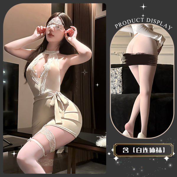 QingShe Lace Lingerie Set - Elegant Seductive Secretary Style Pure Temptation Underwear - Wanwan Daixu~ + White Bodysuit