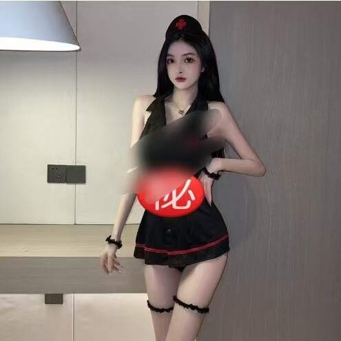 Pure & Tempting Lace Maid Costume - Office Secretary Uniform, Nurse & Nun Cosplay Outfit with Seductive Lingerie Style - Black 353 (Headband, bodysuit, bracelet)