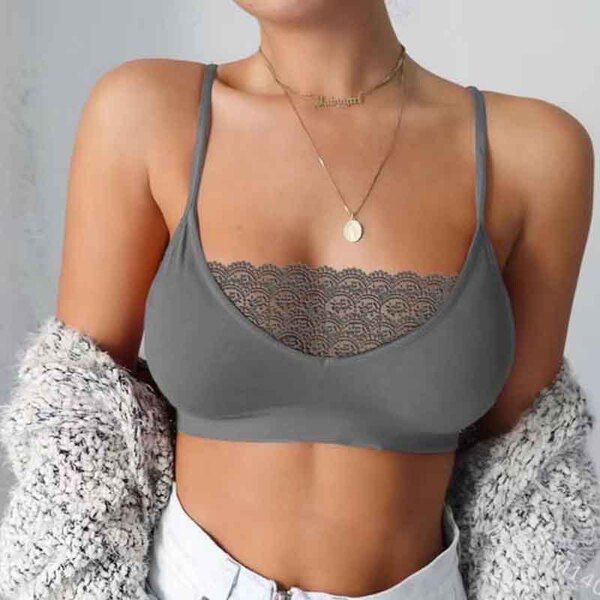 Lace Sheer Bustier Bra Set - Seductive Strapless Erotic Lingerie for Women, Wholesale Available - grey