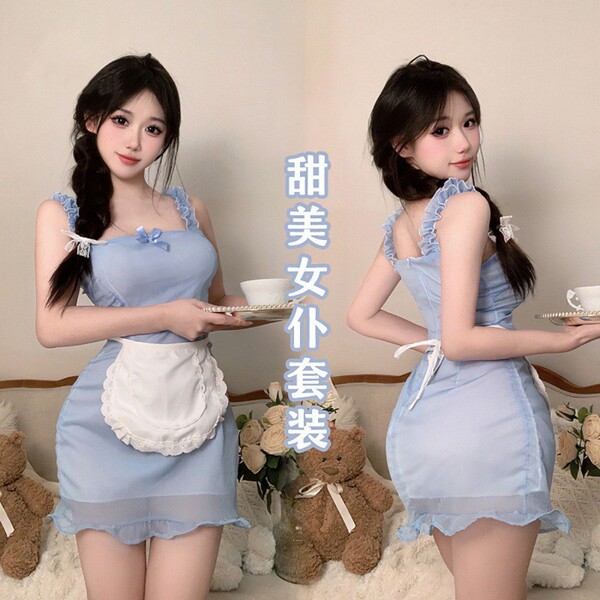Seductive maid costume set - sheer lace apron & sleep dress for women, factory direct erotic lingerie