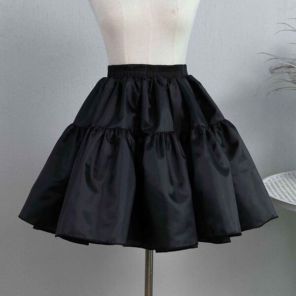 Lolita Crinoline Petticoat - Adjustable No-Bone Crystal Mesh Half-Skirt for Everyday Elegance & Volume - Everyday Crystal Support, Black, 45cm