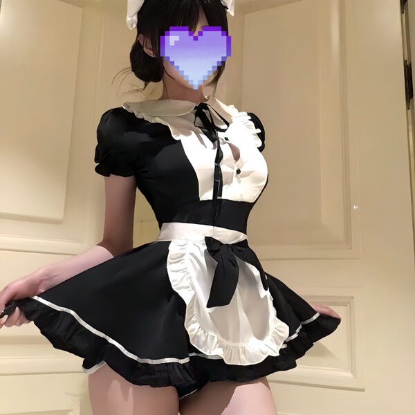 Plus Size Sexy Maid Costume Set - Cute & Alluring French Maid Outfit with Apron for Women - black
