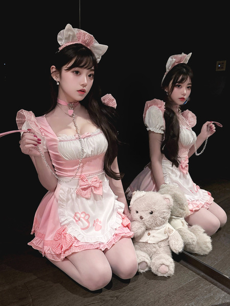 Night Fragrance Maid Costume - Cute Anime Cat Girl Lolita Cosplay Outfit for Women - pink