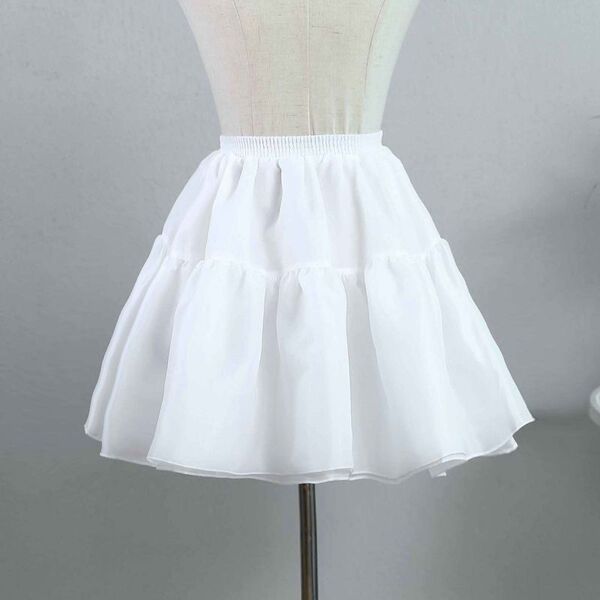Lolita Crinoline Petticoat - Adjustable No-Bone Crystal Mesh Half-Skirt for Everyday Elegance & Volume - Children's Crystal Support, White, 35cm