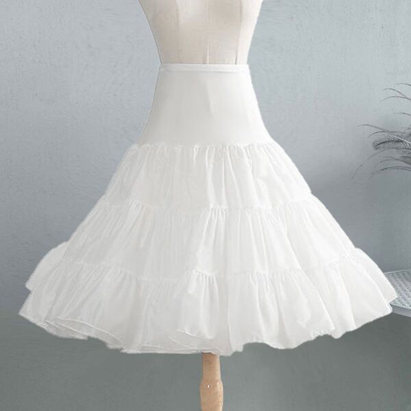 Lolita Crinoline Petticoat - Adjustable No-Bone Crystal Mesh Half-Skirt for Everyday Elegance & Volume - White adjustable crystal support, 60cm.