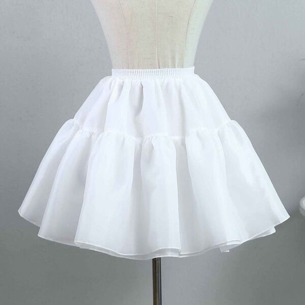 Lolita Crinoline Petticoat - Adjustable No-Bone Crystal Mesh Half-Skirt for Everyday Elegance & Volume - Everyday Crystal Support, White, 45cm