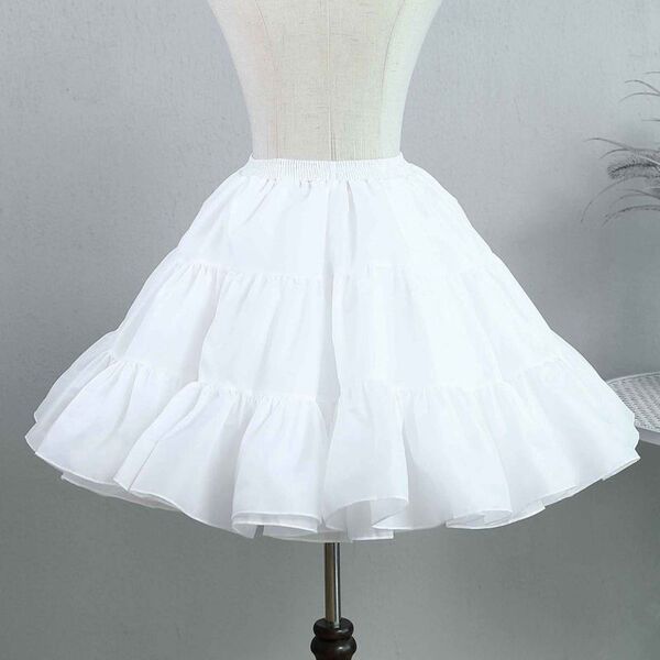 Lolita Crinoline Petticoat - Adjustable No-Bone Crystal Mesh Half-Skirt for Everyday Elegance & Volume - Versatile crystal support, white, 50cm