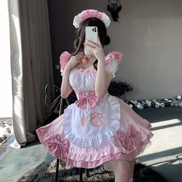Maid Costume Cosplay Dress - Cute Anime Cat Girl Lolita Outfit for Women - Love Cat Maid Pink