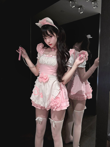 Muyao Lolita Maid Costume for Women - Cute Cat Girl Cosplay Outfit with Soft Girly Aesthetic - pink