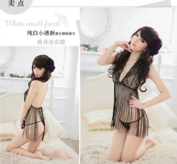 Qingran Sexy Lingerie Set - Catwoman Costume Bodysuit with Sheer Mesh & Tight Fit Nightwear - 581 Black