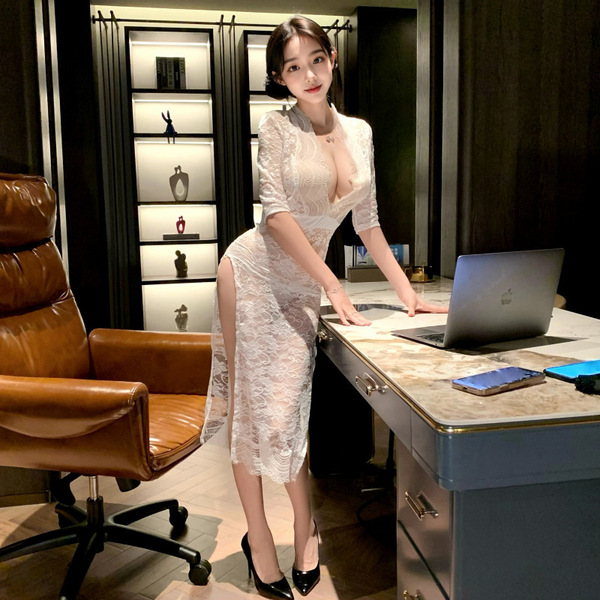 Sexy Flight Attendant Costume Set - Stretchy Role Play Lingerie Outfit for Women, Police & Secretary Uniforms - 1600 white