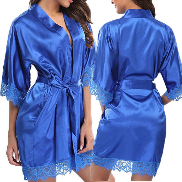 Ruixiang Plus Size Sexy Robe for Women – Ice Silk Lingerie Bathrobe, Alluring Lounge Wear & Intimate Apparel - blue