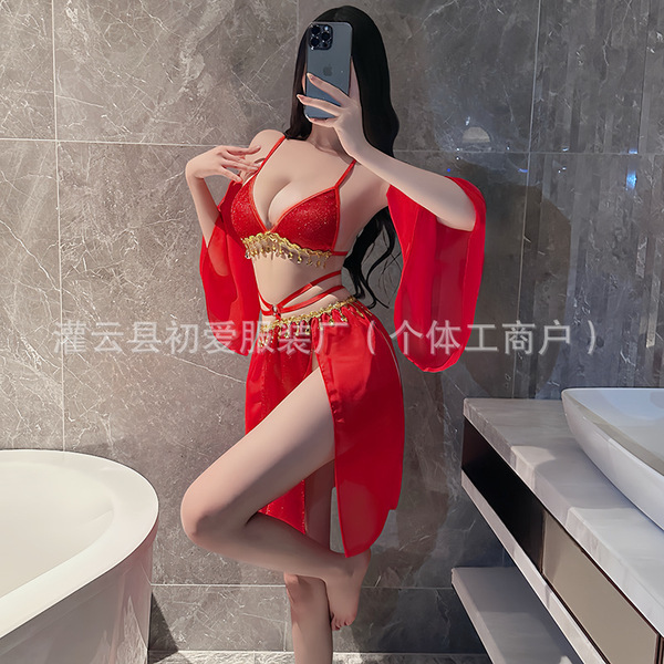 Chu Ai Hanfu-Inspired Seductive Bodice Set - Chinese Traditional Style Lingerie for Women, Dropshipping Ready - red
