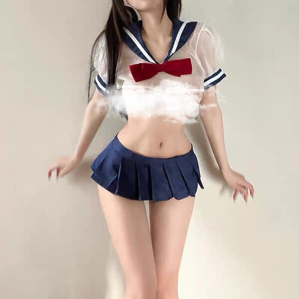 Sexy jk uniform role play set featuring a pleated mini skirt and matching top, perfect for couples looking for playful and st...