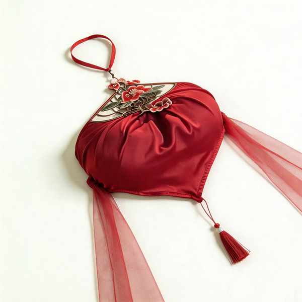 Muroa Ancient-Chic Silk Doudou Sleepwear – Pure-Yet-Tempting Open-Crotch Lingerie for Women - Claret