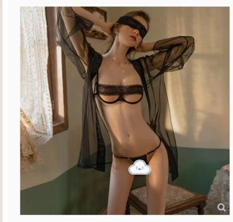 Qingran Sexy Lingerie Set - Catwoman Costume Bodysuit with Sheer Mesh & Tight Fit Nightwear - 639 Black (excluding jacket and eye mask)